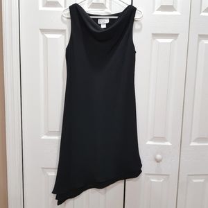 MISS DORBY Petites 8P 8 Asymmetrical Cowl Neck Black Dress Sleeveless Ruffle Hem